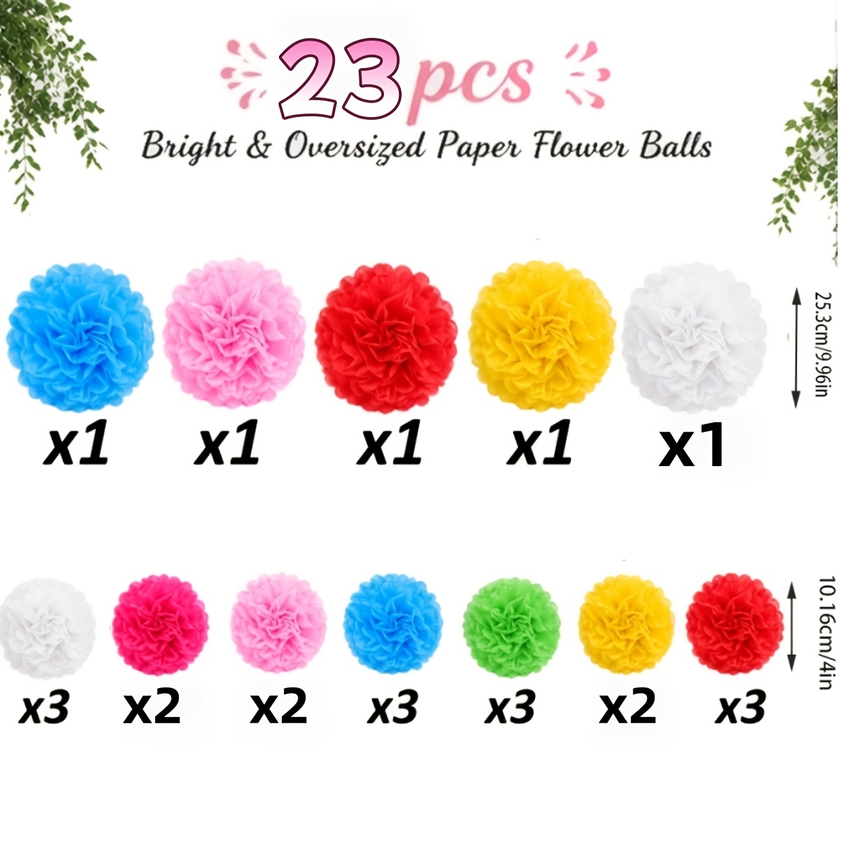 TEMU 23 pezzi di di fiori di carta oversize e vivaci, decorazioni da appendere, 7 colori misti, per forniture nuziali, decorazioni per soffitto,