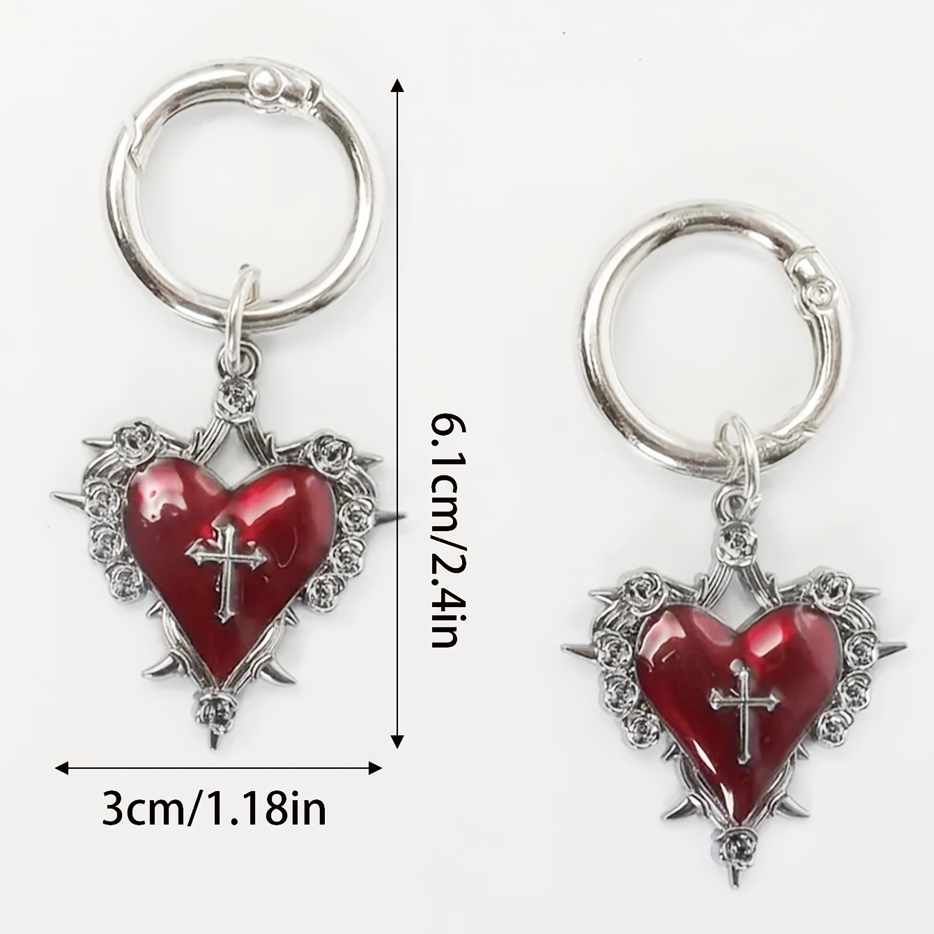 Image of 2pcs Red Vintage Dark Style Individual Thorns Rose Pendant Shoe Boot Heel Jewelry Accessory