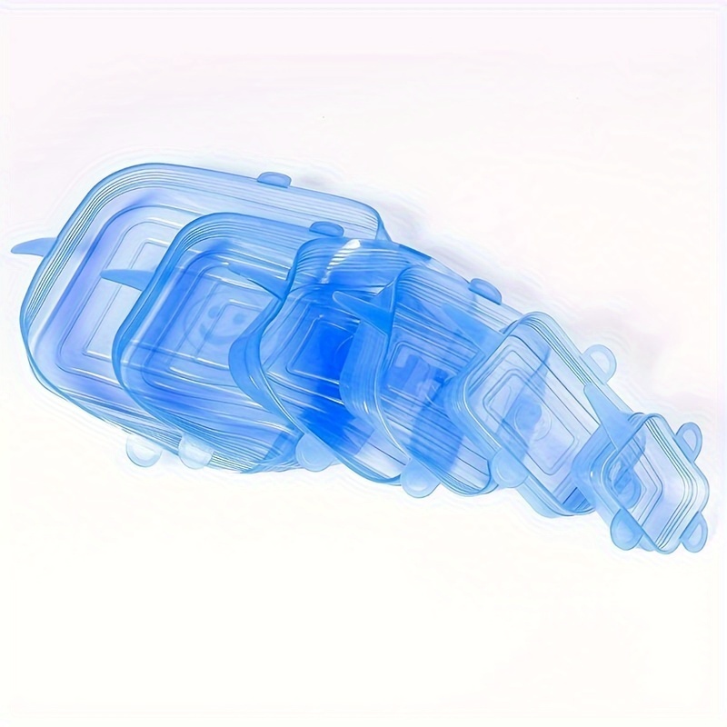 6pcs set reusable silicone food covers square stretchable dishwasher safe lids for bowls plates containers fruits vegetables fresh silicone food storage details 0