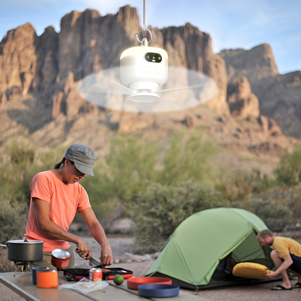 wireless portable ceiling fan with light and remote control adjustment and screen battery display capacity suitable for tents dorms outdoor indoor use Product details 6