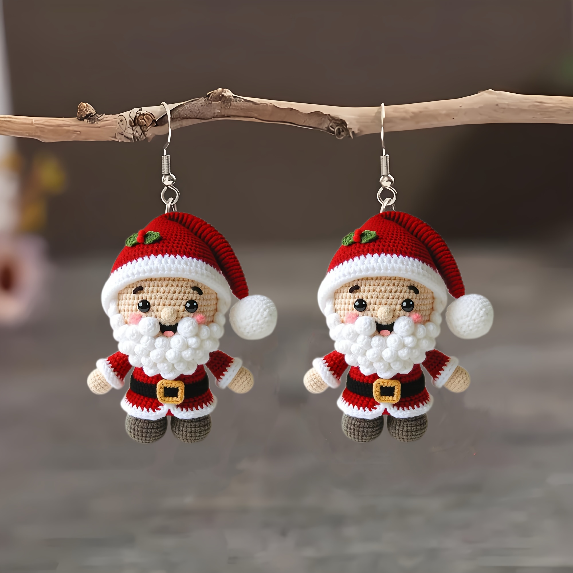 

1 Pair Acrylic Santa Claus Earrings With Red Hat - Unique Festive Jewelry For Men, Women, And Teens - Night Before Noel Dangle Charms - Simplistic Style Classic Holiday Gift Swing Earrings