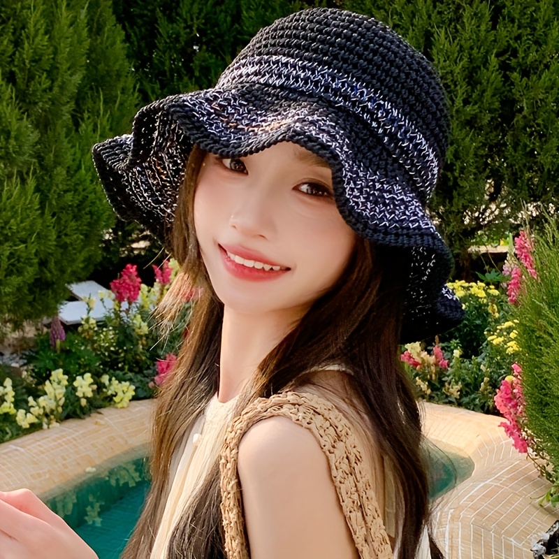 stylish fisherman hat wavy edge summer womens new breathable