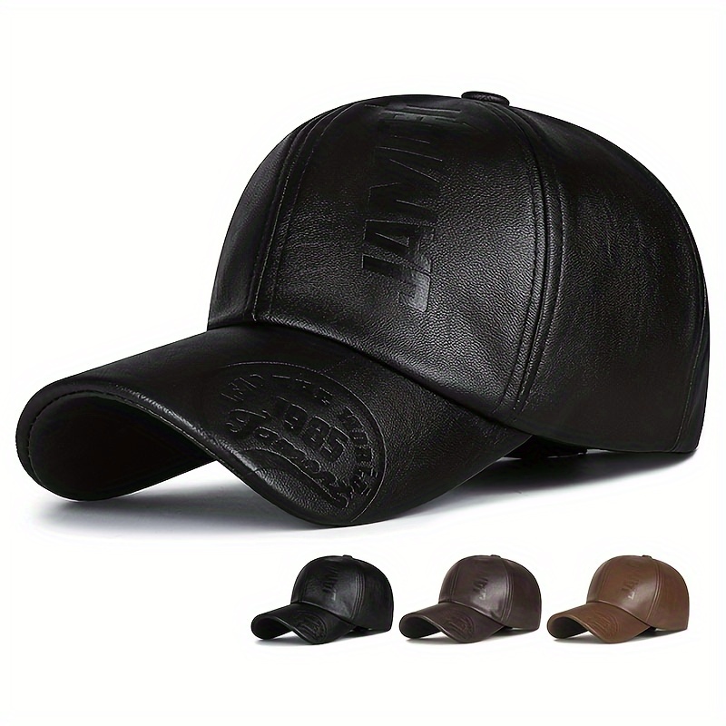 

Men's Warm Leather Baseball Cap - Cold-proof, For Autumn & Winter