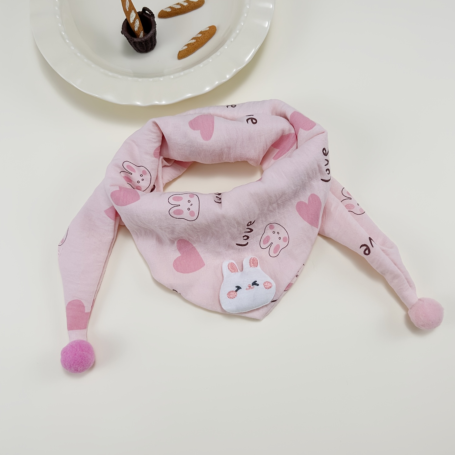 Cute Rabbit Windproof Triangle Scarf For Bib