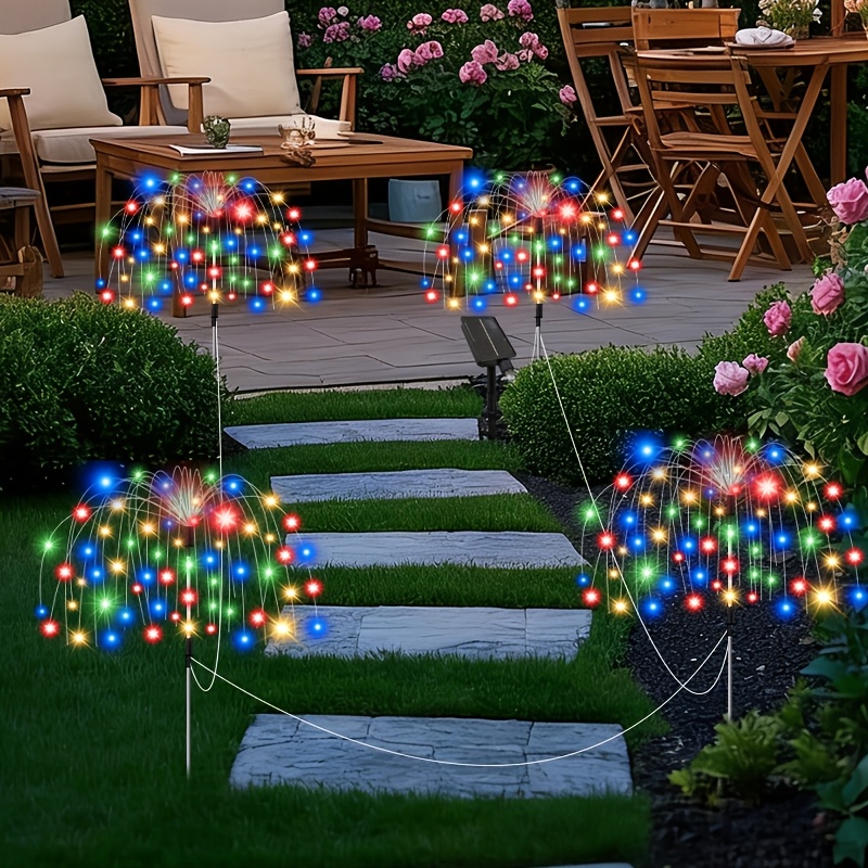 Image of 1/4/8pcs Solar-powered Fireworks Lights, Outdoor Decorative Solar Lights, Led Fireworks Lights Suitable For Outdoor Gardens, 8 , Suitable For , Courtyards, , , Lawns, Campsites, Solar Decorations