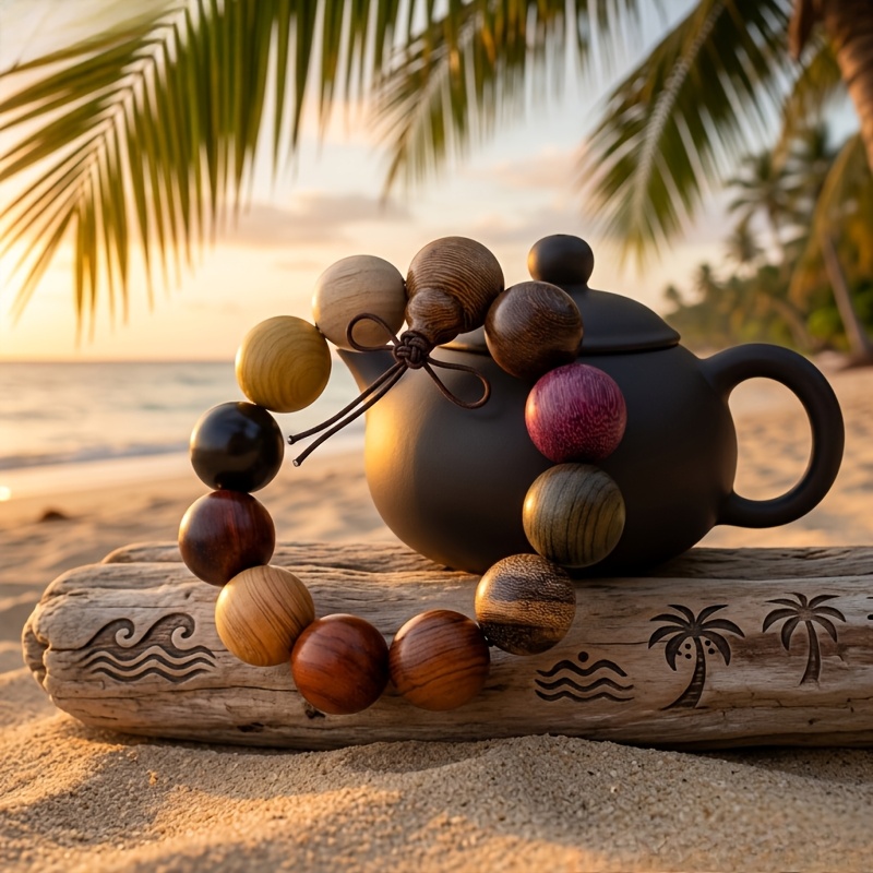 Natural Multi-Wood Beaded Bracelet for Men & Women, Handmade