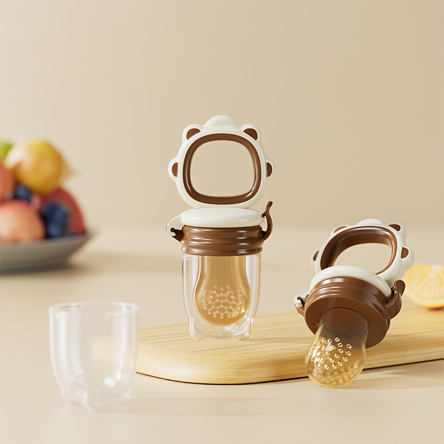 1pc Youngsters Fruit & Vegetable Feeder with Silicone Mesh, Cartoon Lion Fresh Food Feeder Soothing Item, Juice Feeding Teething Utensils