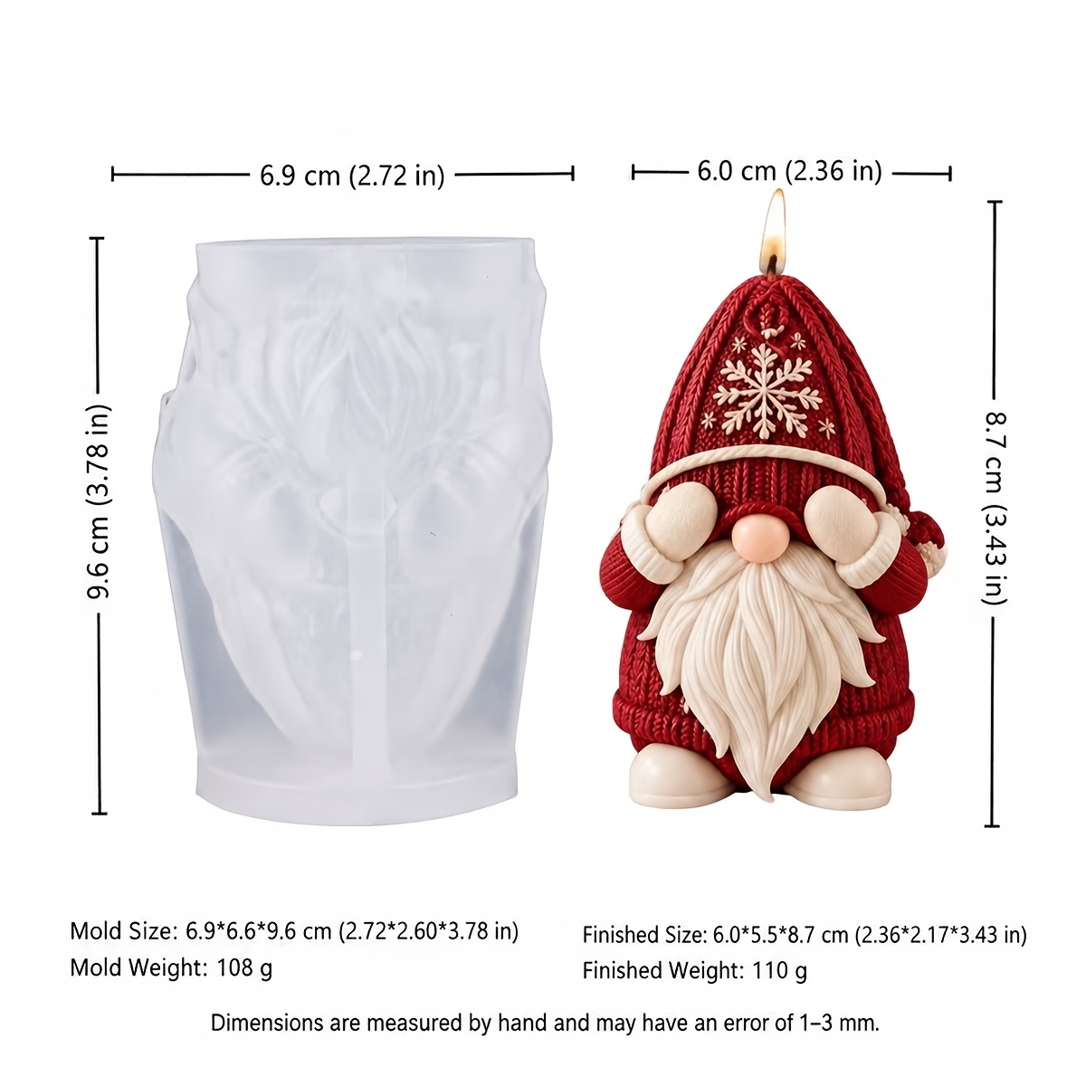 TEMU 1pc Candle Mold, 3d Christmas Sweater Pattern Elderly Silicone Mold, Suitable For Resin, Crystal, And Candle Making - High Temperature Resistant