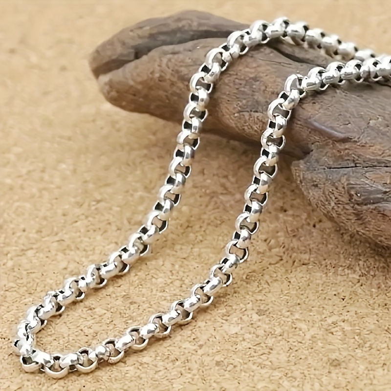 

1pc Fashion Chain Necklace, Stainless Steel Silvery Link Necklace 3mm Widths, 18"-28" Length, Gifts For Men Women