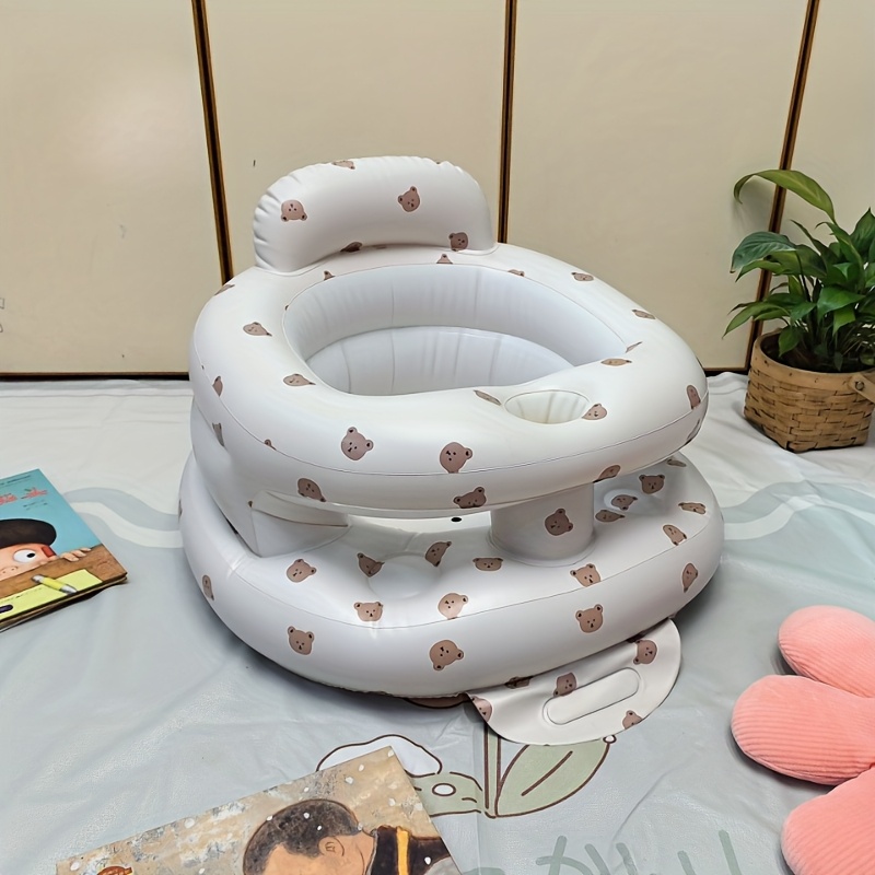 portable inflatable baby sofa chair with backrest and armrests white pvc sitting   support seat for   travel and   portable dining chair infant support seat durable pvc material baby  