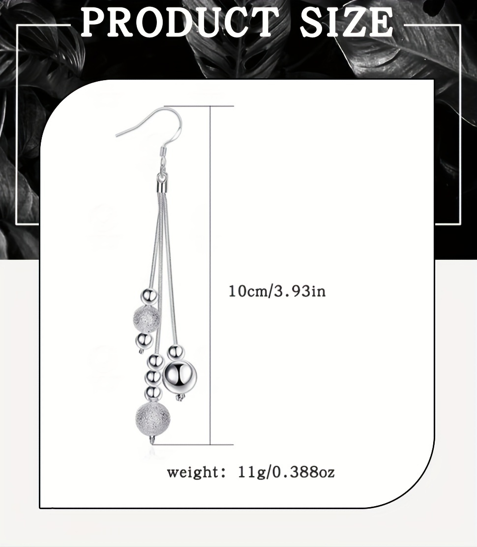 925 sterling   earrings silvery tassel design high quality hypoallergenic jewelry casual dating decor for female details 1