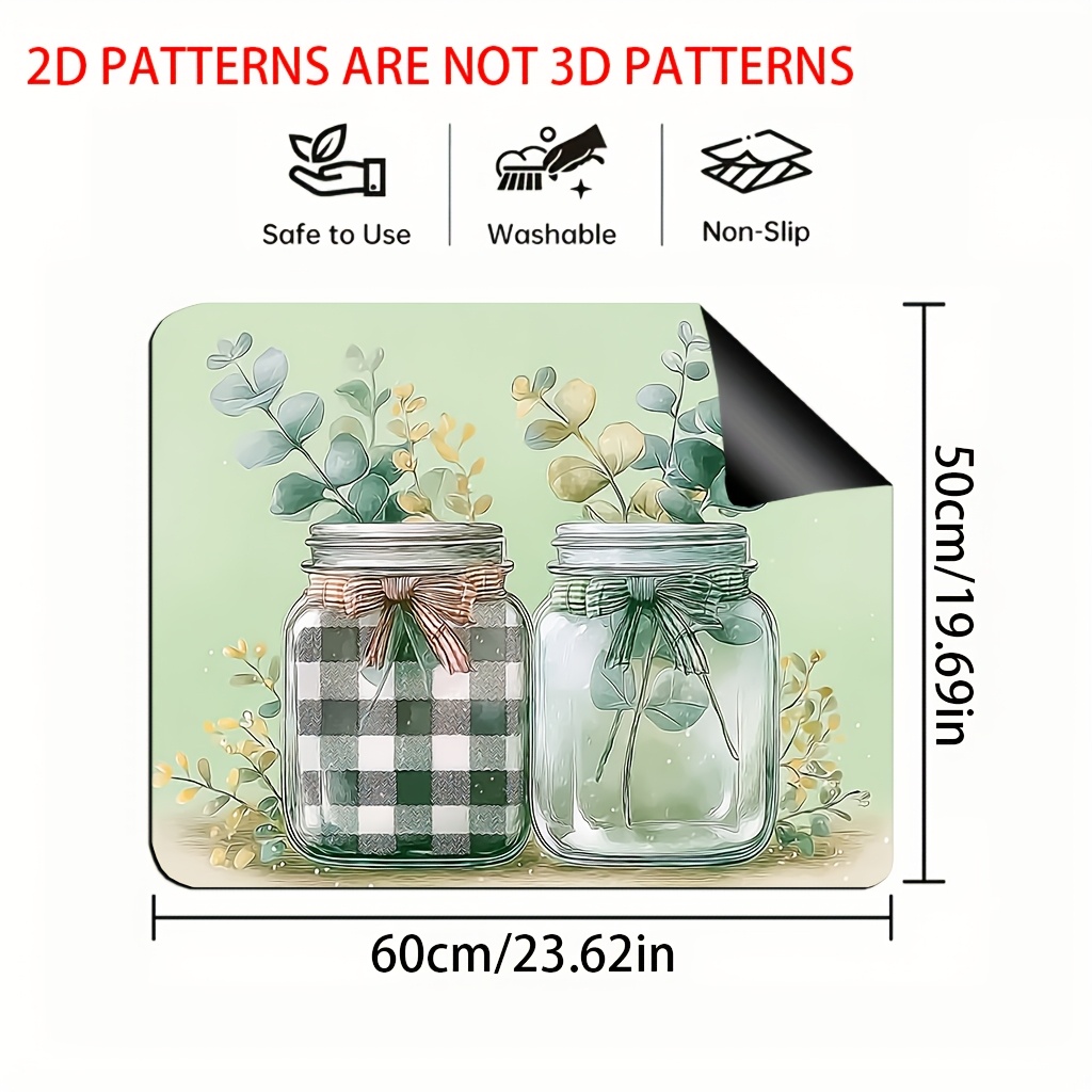 TEMU 1pc, 2d Flat Printing Furnace Cover Protection Mat For Decorative Kitchen Use, Stove Decorative Cover With Leaves And Flowers, Countertop