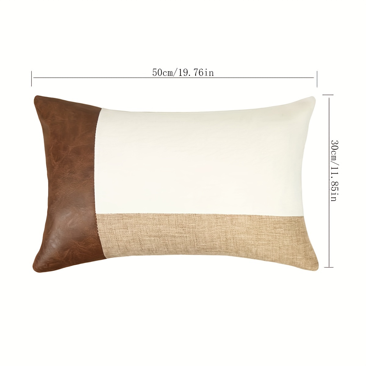 Image of 1pc Modern Simple Faux Leather Splicing Pillow Cover Cushion Cover, Suitable For Sofa Bed Car Living Room, Decoration Without Pillow Core