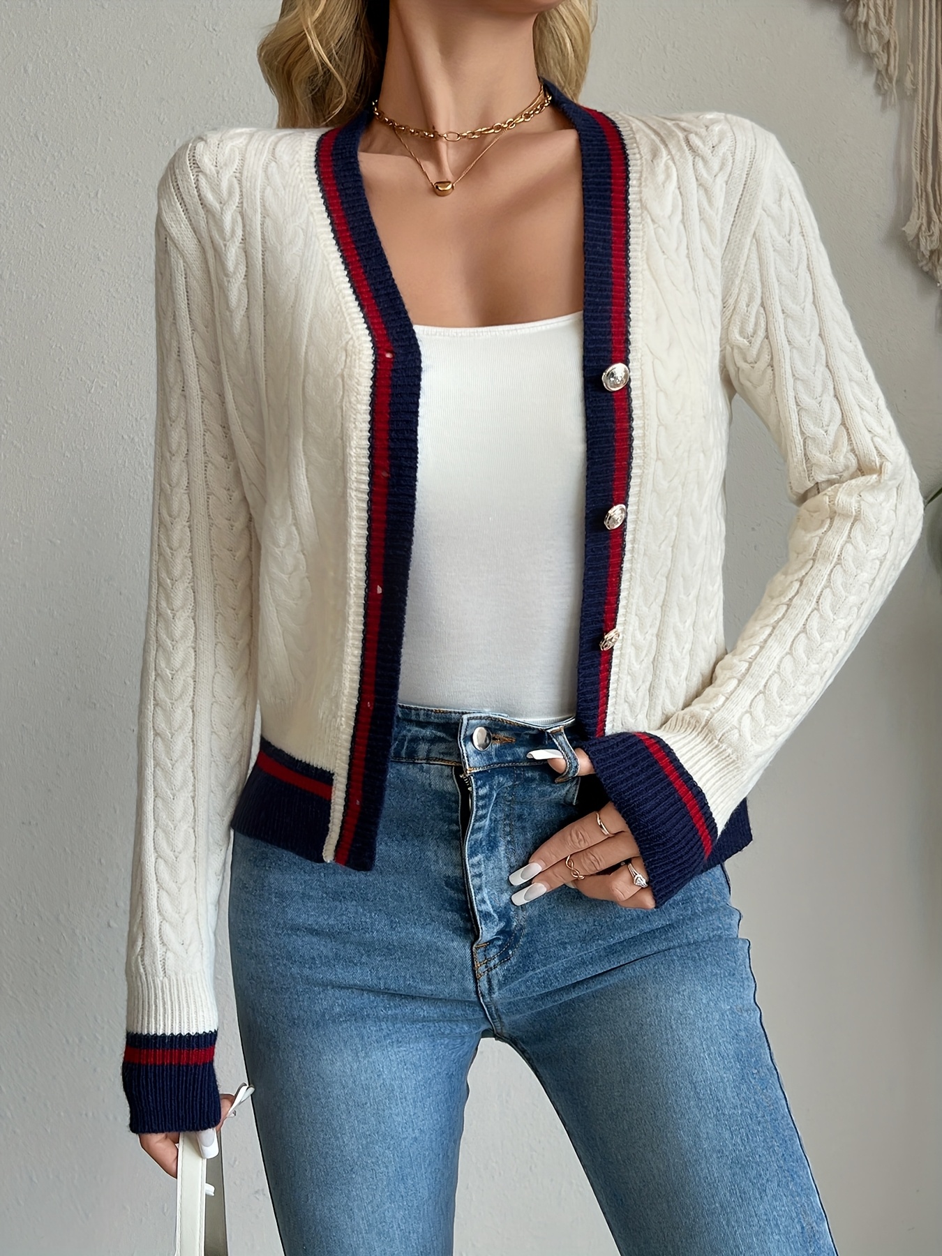 womens colorblock striped cardigan   fit v neck long sleeve cover up maroon navy blue lightweight fabric     casual wear cardigan   cardigan construction cardigan sweater Product details 1