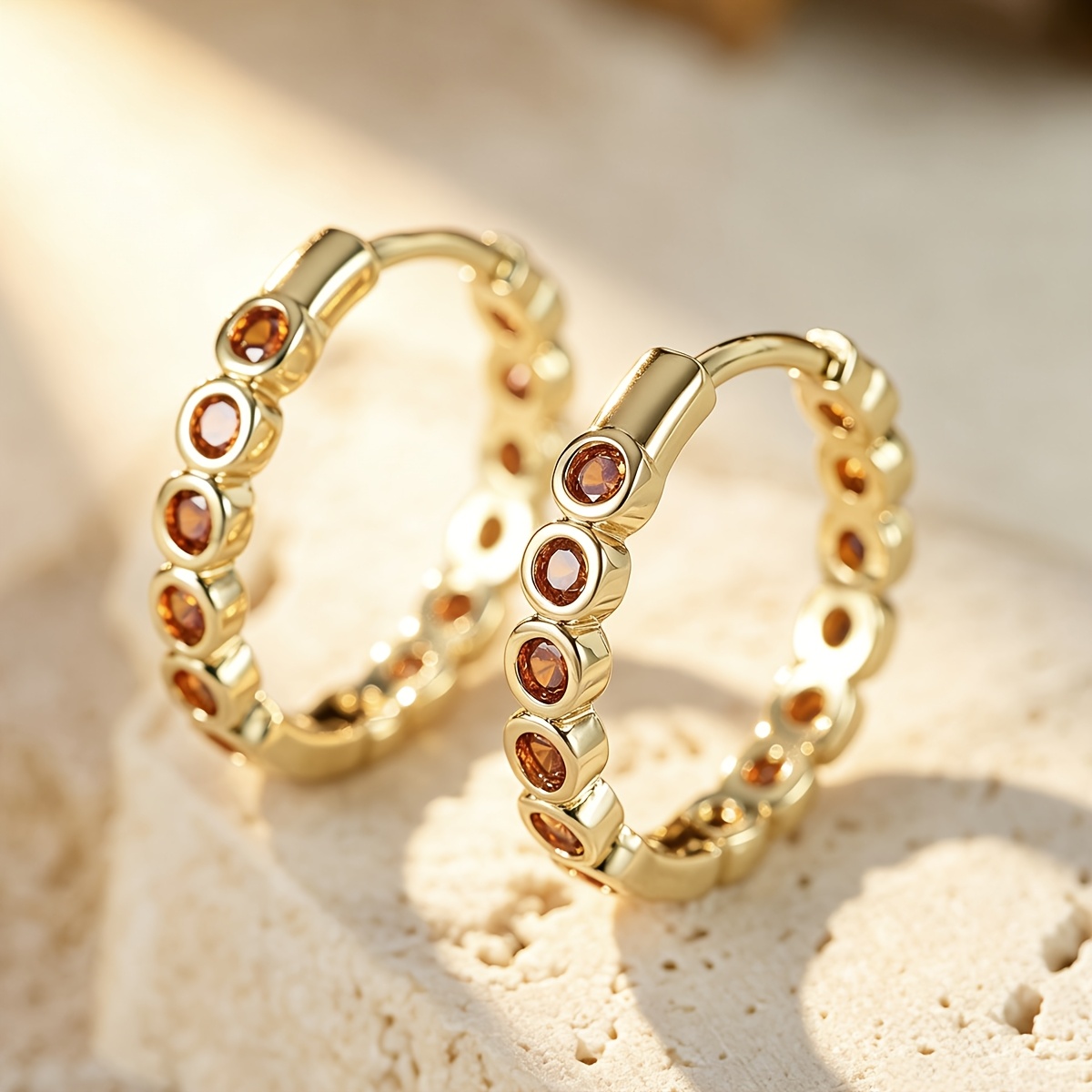 Women's Copper Teardrop Earrings with Synthetic Zirconia
