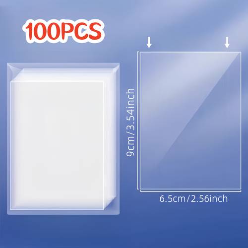 100/200 stück 6.5x9 cm transparente kartenhüllen - fleckenresistente pp-kunststoff offene selbstklebende schutzfolien für sammelkarten, sportkollektionen, kleine karten & albumschutz, hüllen für karten