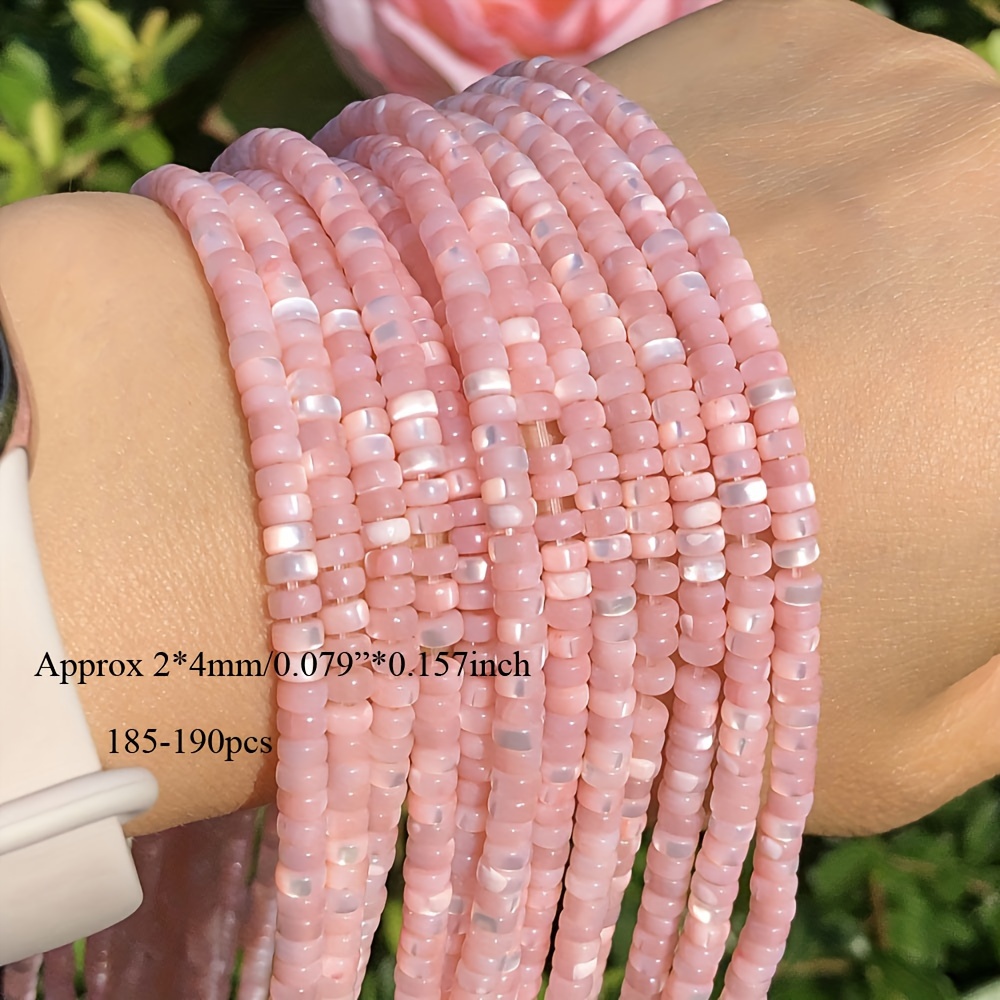 TEMU 185-190pcs Elegant Pink Horseshoe Snail Shell Beads, 2*4mm, Natural Spacer Beads For Jewelry Making, Bracelets, Necklaces, Earrings