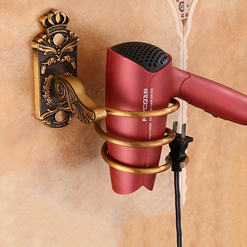 Image of European-style Hair Dryer Holder Shelf, Hair Dryer Stand, Bathroom Storage Rack For Large Hair Dryers, Material