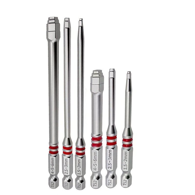 TEMU 6‑pack Hex‑shank Pagoda‑shaped Countersink Screwdriver Bit Set, Multi‑size Metal Bits, Precise & Stability, Universal Fastening Tool Additions