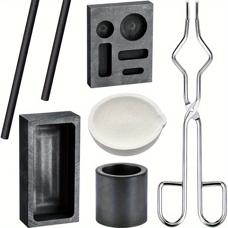 

7pcs Graphite Crucible Kit, Ingot Mold Kit High Pure Graphite Torch Melting Casting Kit For Metal, Gold, Silver And Copper Ingot Torch Melting Kit Tool Mold Kit