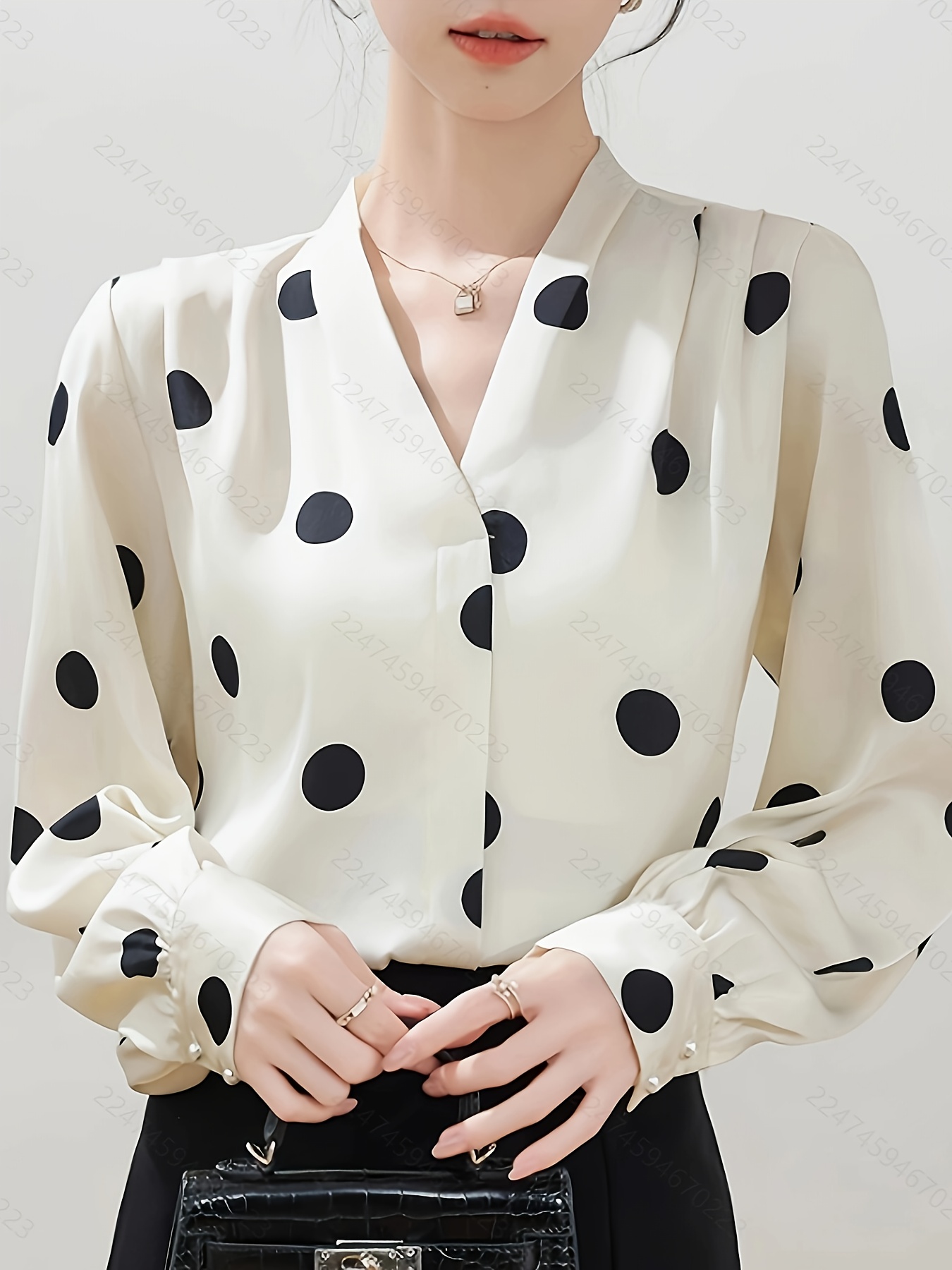 Cuptacc Bluse Für Damen – Elegante V-Ausschnitt Bluse Mit Langen Ärmeln, Knopfleiste, Gestreiftem Design Und Brusttasche, Locker Und Luftig