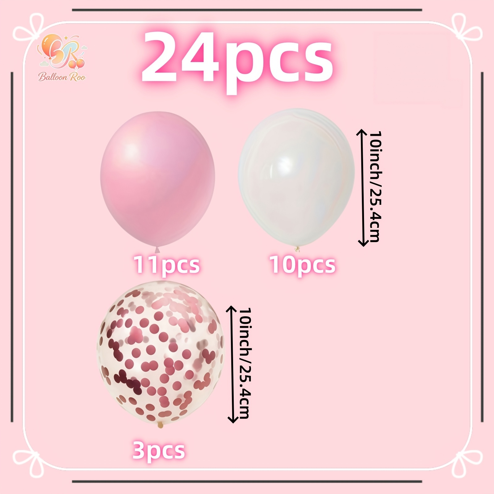 TEMU Set di 24 palloncini rosa e , palloncini rosa scintillanti, adatti per compleanni, matrimoni, San, , Capodanno, cerimonie di a scuola, stagione