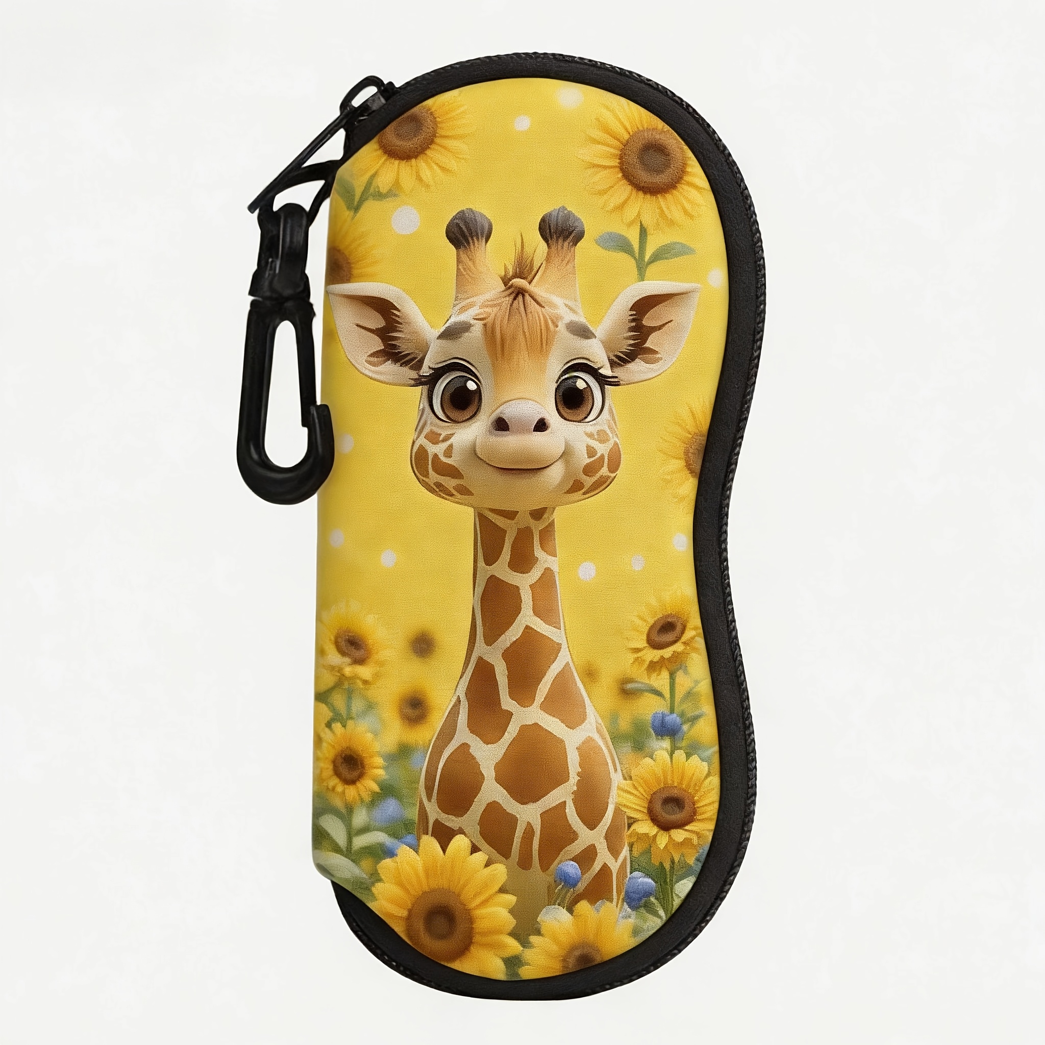 TEMU Étui à lunettes 1 pièce à imprimé , étui à lunettes compact à fermeture éclair avec joli motif et , housse durable, étui portable pour - jaune