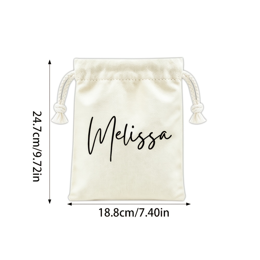 TEMU Bolsa de regalo personalizada de tela blanca con cordón para ella/él, bolsa reutilizable con 'Tu ' o cualquier diseño , adecuada para bolsas de
