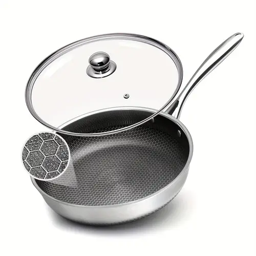 11 8 steel non stick pan with honeycomb texture physical non stick coating high temp scratch resistant induction oven safe healthy cookware for gas electric stovetops