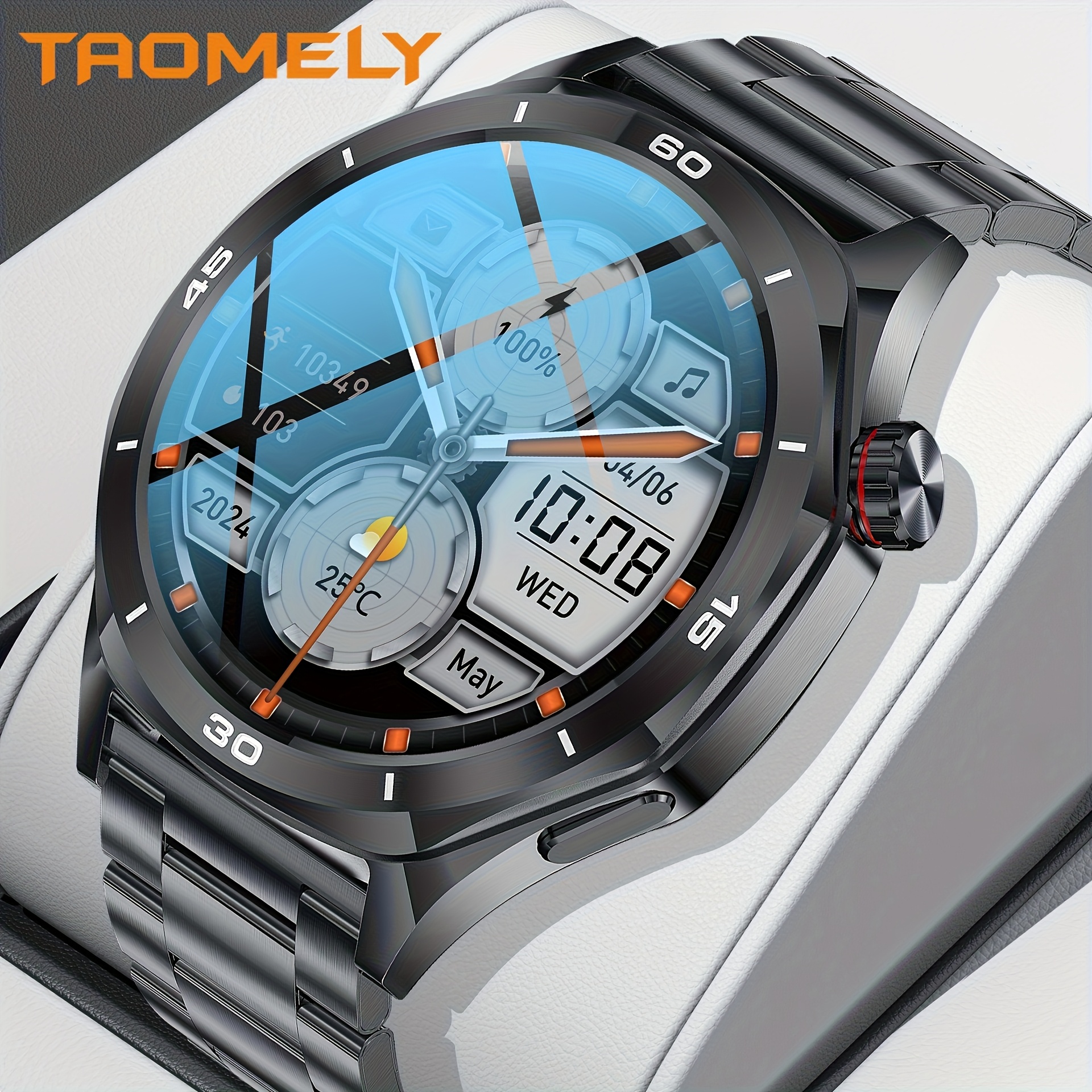 Image of Taomely Men's Smartwatch - 1.52-inch Hd Screen, , Calorie Fitness , Wireless Calling And Answering - With Timer, Stopwatch, For Iphone/ - Gift - Valentine's Day