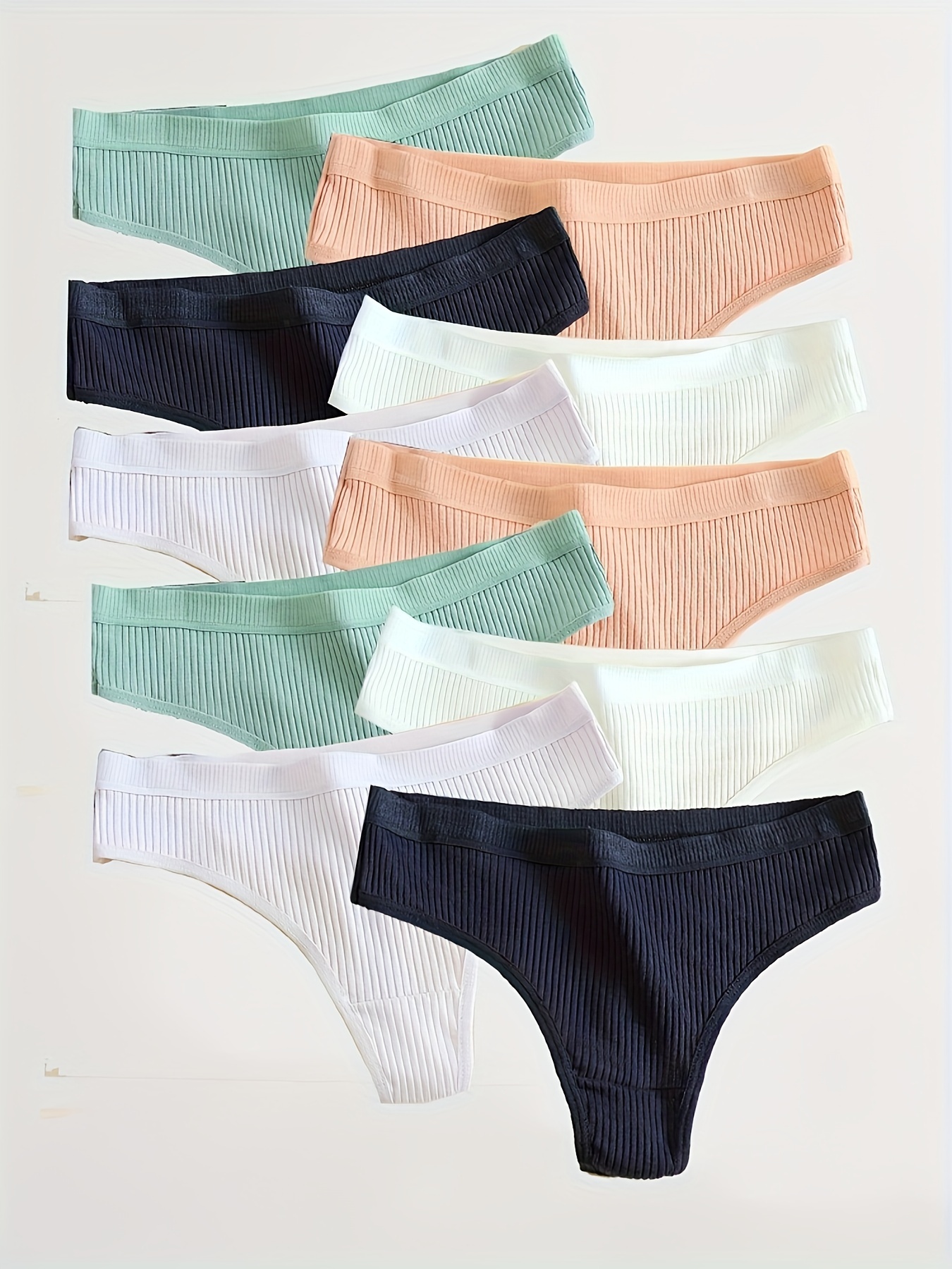 Solid Ribbed Thongs Comfy Breathable Low Waist Intimates - Temu