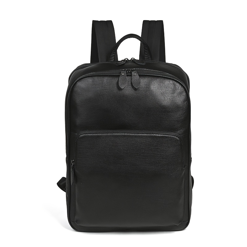 mochila de cuero auténtico para hombre - bolsa de portátil   compartimento para portátil de 15,6, bolsillo con cremallera frontal - mochila profesional y     para el  ,  , los viajes - construcción   de cuero de     - regalo ideal para hombres, artículos esenciales para  , diseño  , construcción  , profesionales de negocios 6