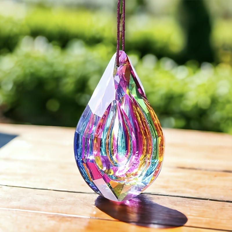 

Unici Crystal Teardrop Prism Suncatcher Pendant - 75mm Rainbow Catcher Hanging Ornament For Garden Decor And Chandelier Accessory