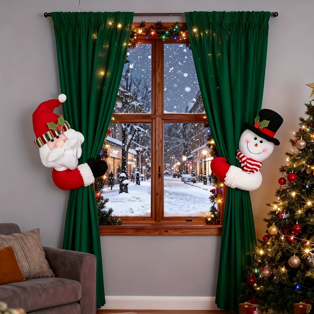TEMU 2pcs Christmas Curtain Tiebacks, Curtain Fabric Ties, Curtain Ties, Christmas Decoration Curtain Holdbacks, Door Curtain Hangers