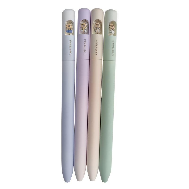 TEMU 4pcs Penne Gel Creative Capibara 0.5mm Penne a Rotazione Asciugatura Rapida Ufficio Corpo Sfumato Penne da Scrittura, Set Penne Gel, Set Penne,