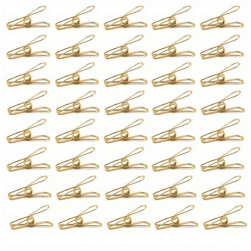 

40pcs Golden Hollow Fish-shaped Metal Bulldog Clips, Long Tail Clip, Office Supplies For Document Organization, Binding, And Storage