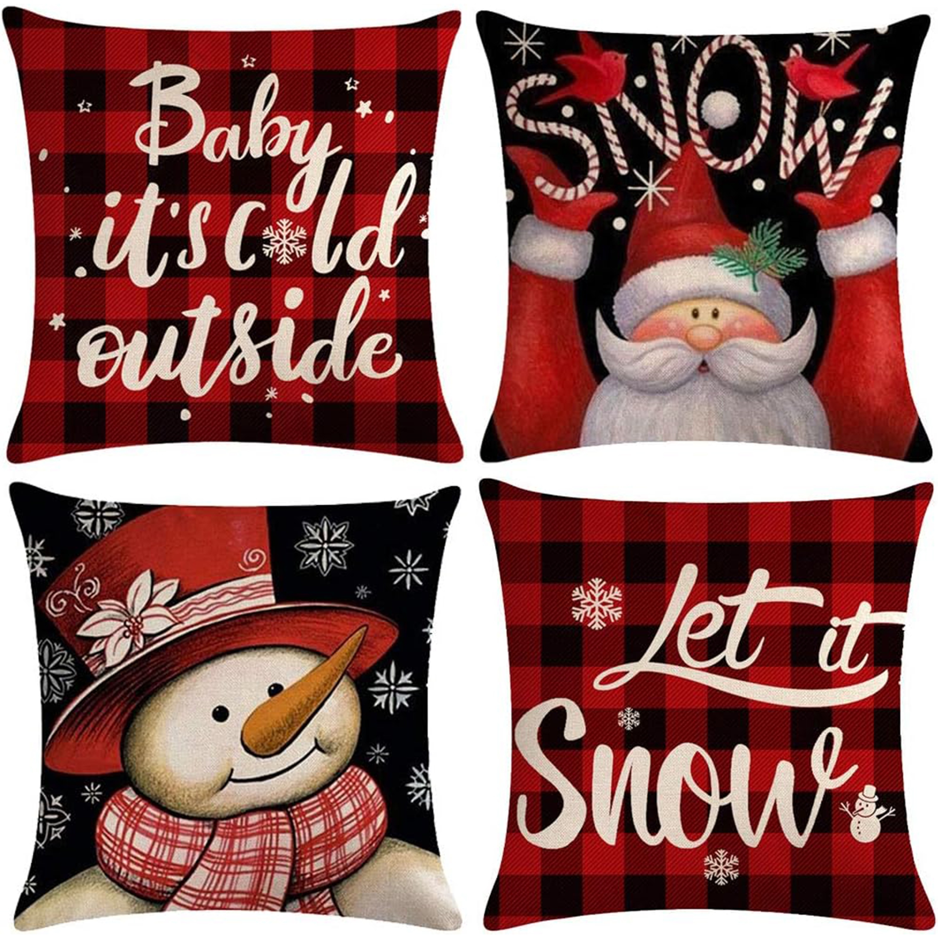 

4- , Polyester Pillowcases , Snowman & , Decorative Cushion For Types, 16x16 18x18 - Jit