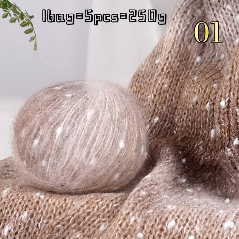 TEMU 5-pack Snowflake Dot Gradient Long Yarn Skeins, 50g Per Roll Total 250g, High-quality Iridescent Wool Yarn, Handcrafted Crochet Knitting Yarn,
