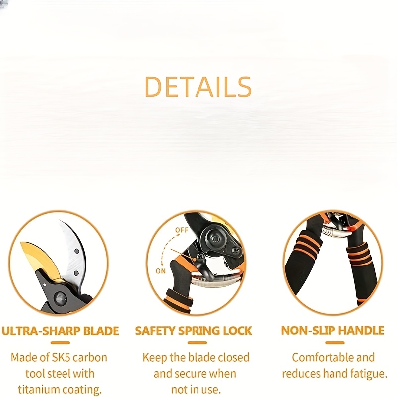 2pcs set   garden shears and a sharpening rod professional titanium alloy bypass pruning     shears suitable for horticultural trimming garden hedge trimmers handheld pruners more durable when used   Product details 8