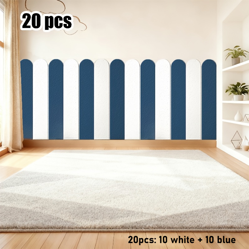 TEMU 20pcs 3d Foam Wall Panels (23.62x5.87in), Thickened Foam Anti-collision Wall Skirt Self-adhesive Paper, Options, Living Room Bedroom Wall