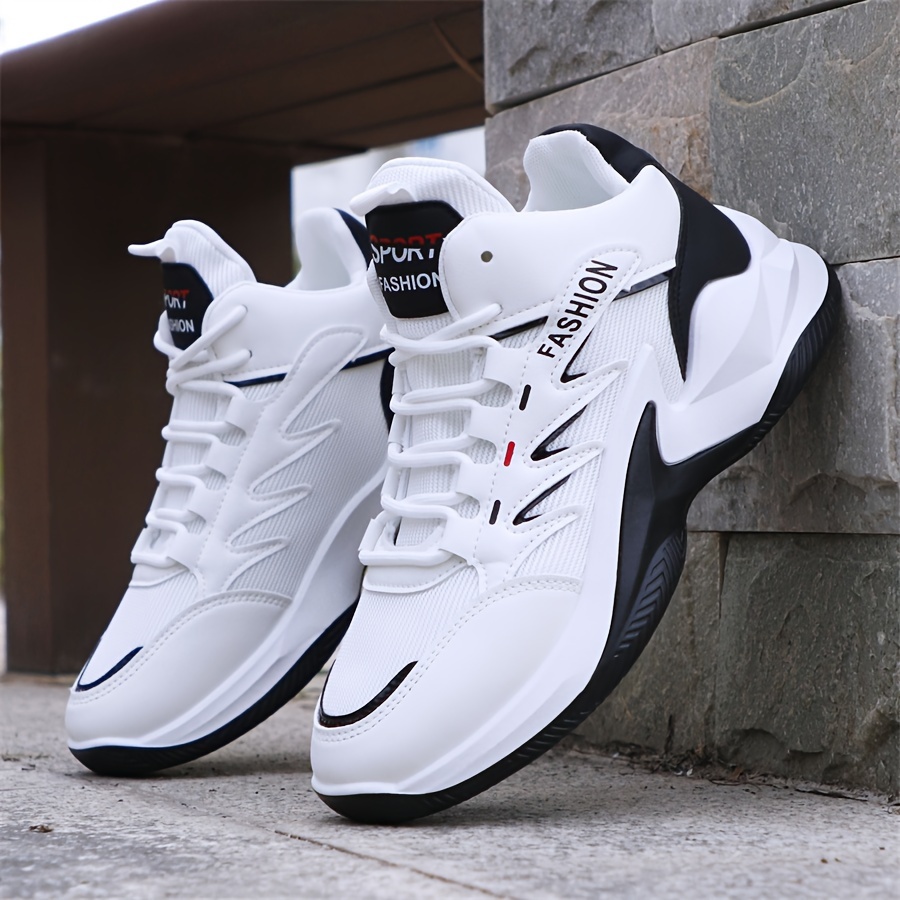 mens trendy high top skate shoes comfy non slip lace up casual