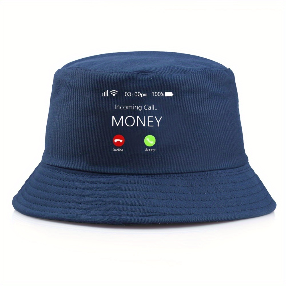Money Calling Slogan Printed Bucket Hat Solid Color Casual - Temu