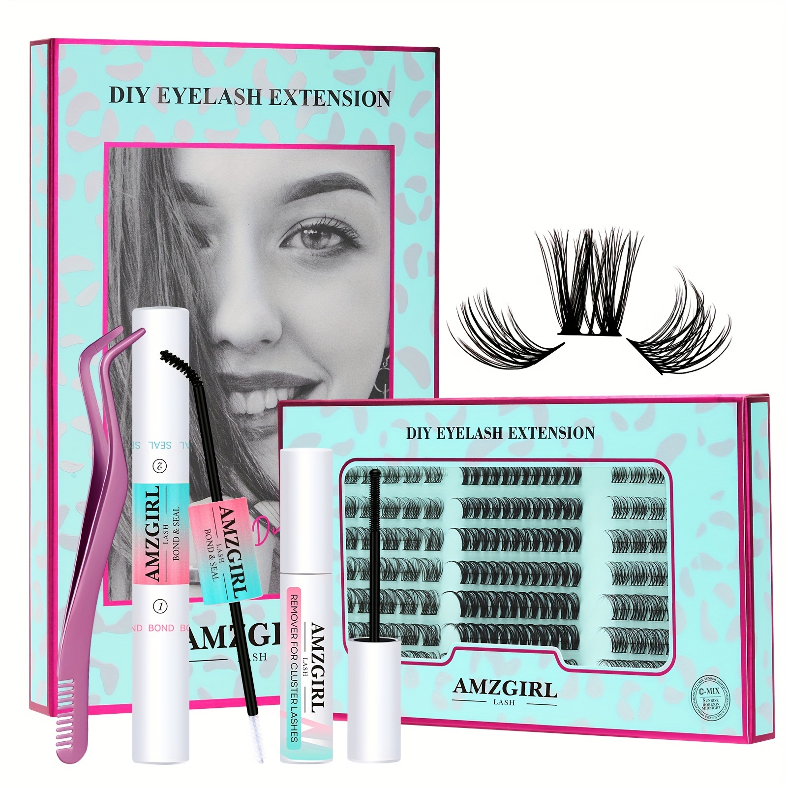 

Amzgirl Lash Diy Lash Kit 3 Styles Lashes Extensions Kit With Waterproof And Seal Remover And For Beginer Easy To Apply At Home, Diy Lashes Extensions For