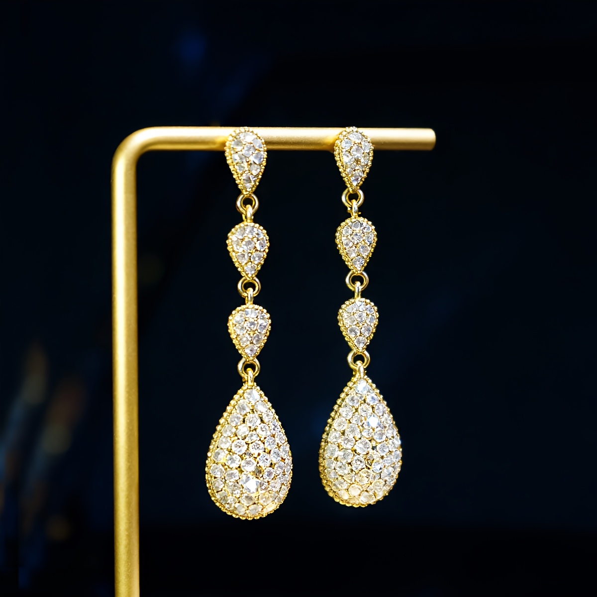 Women's Sparkling Waterdrop Pendant Zirconia Dangle Earrings