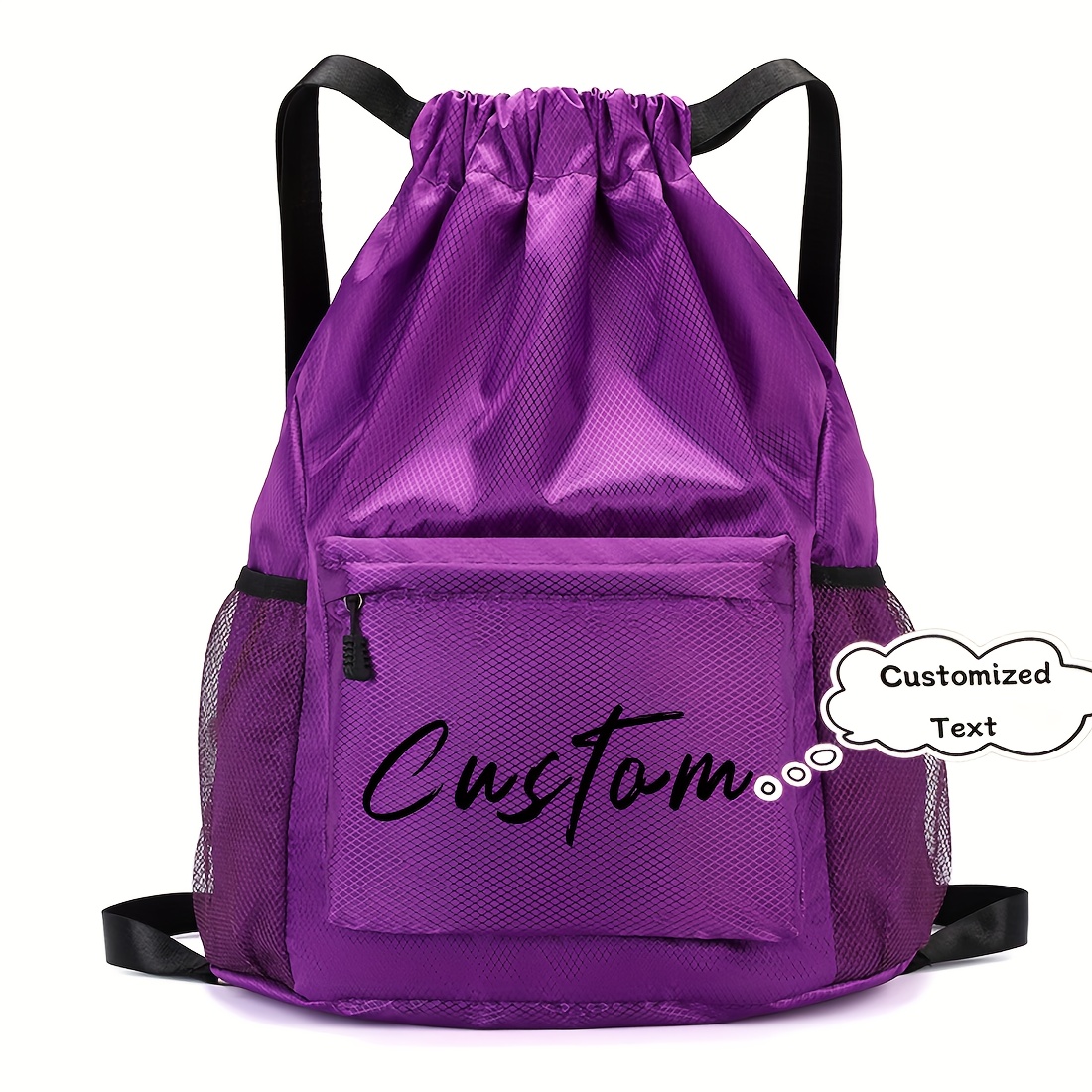 TEMU Mochila de Gran Capacidad con Cordón y Texto Personalizable, Bolsa de Almacenamiento para Fútbol y Baloncesto. Mochila para Viajes y Ocio, Ideal