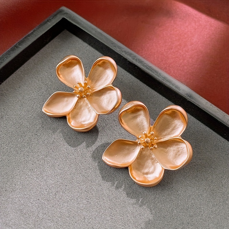 Matte Floral Stud Earrings, Vintage Inspired