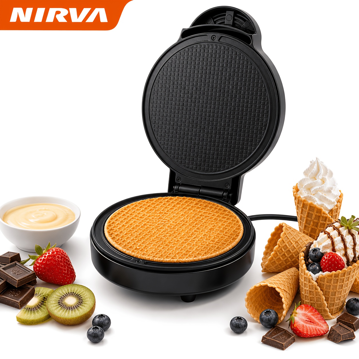 Home Crispy Egg Roll Maker, Cream Cone Machine, Breakfast Egg Roll Sandwich Maker, Thin Pancake Grill For Home Self-made Ice Cream Cones, 1000w, Breakfast Crispy Roll Machine