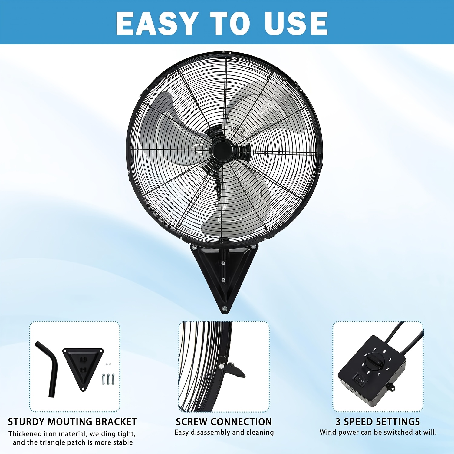 20-inch 4460 CFM High-Speed Oscillating Wall-Mounted Industrial... product image 7