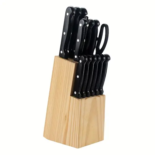 15pcs kitchen knife set with solid high carbon stainless steel blades suitable for cutting and mixing meat fruits vegetables and