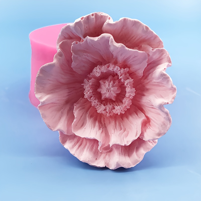 

1pc, 3d Poppy Flower Silicone Mold, Fondant Cake Handmade Chocolate Drop Glue Scented Handmade Soap For Restaurant